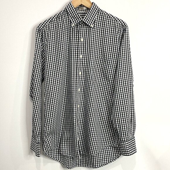 Peter Millar Crown Soft Black Check Shirt Men’s Medium Long Sleeve Button Down - Picture 1 of 14